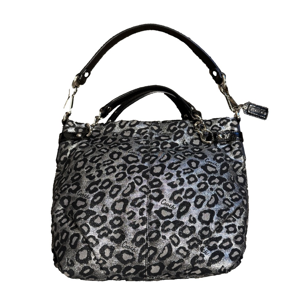 Authentic Coach F17577 Ocelot Silver Leopard Print Mob Wife Y2K Rockabilly Style